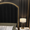 King Size Elegant Luxury Bedframe with Gas Lift Storage Black Velvet Fabric Golden Trim