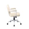 Louise White Frame Faux Leather Home Office Chair in Beige