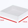 10 Pack of 15cm Square Invitation Coaster Favor Function product Presentation Cookie Biscuit Patisserie Gift Box – 4cm deep – White Card with Clear Sl