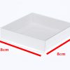 10 Pack of 8cm Square Wedding Invitation Coaster Favor Function product Presentation Cookie Biscuit Patisserie Gift Box – 2cm deep – White Card with C