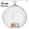 4 x Hanging Clear Glass Ball Tealight Candle Holder  – 10cm Diameter / High – Wedding Globe Decoration Terrarium Succulent Plant Mini Garden Holder De