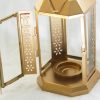 Gold Metal Miners Lantern Summer Xmas Wedding Home Party Room Balconey Deck Decoration 21cm Tealight Candle