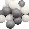 1 Set of 20 LED Grey White 5cm Cotton Ball Battery Powered String Lights Gift Home Wedding Party Bedroom Decoration Outdoor Indoor Table Centrepiece