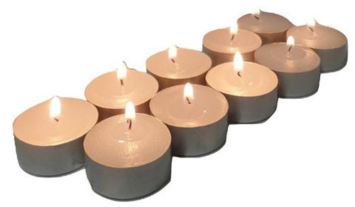 Large Tealight Candles 6cm Wide in silver foil cup  10 in a pack – Party Event Wedding BBQ Dinner Romantic Ambience Decor