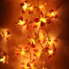 1 Set of 20 LED Orange Frangipani Flower Battery String Lights Christmas Gift Home Wedding Party Decoration Outdoor Table Garland Wreath