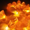 1 Set of 20 LED Orange Frangipani Flower Battery String Lights Christmas Gift Home Wedding Party Decoration Outdoor Table Garland Wreath