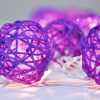 1 Set of 20 LED Cassis Purple 5cm Rattan Cane Ball Battery Powered String Lights Christmas Gift Home Wedding Party Bedroom Decoration Table Centrepiec