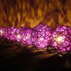 1 Set of 20 LED Cassis Purple 5cm Rattan Cane Ball Battery Powered String Lights Christmas Gift Home Wedding Party Bedroom Decoration Table Centrepiec