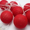 1 Set of 20 LED Red 5cm Cotton Ball Battery Powered String Lights Christmas Gift Home Wedding Party Bedroom Decoration Outdoor Indoor Table Centrepiec