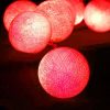 1 Set of 20 LED Red 5cm Cotton Ball Battery Powered String Lights Christmas Gift Home Wedding Party Bedroom Decoration Outdoor Indoor Table Centrepiec