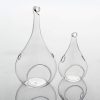 4 Pack of Hanging Clear Glass Tealight Candle Holder Tear Drop Pear Hour Glass Shape – 20cm High Terrarium Plant Mini Garden Holder Decoration Craft G