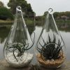 4 Pack of Hanging Clear Glass Tealight Candle Holder Tear Drop Pear Hour Glass Shape – 20cm High Terrarium Plant Mini Garden Holder Decoration Craft G