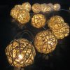 1 Set of 20 LED Cream White 5cm Rattan Cane Ball Battery Powered String Lights Christmas Gift Home Wedding Party Bedroom Decoration Table Centrepiece