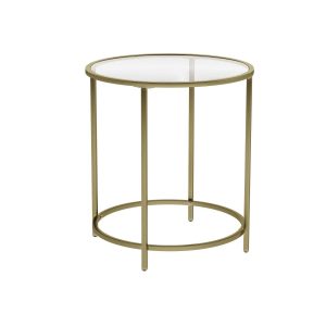 Paramus Round Side Table with Tempered Glass Top