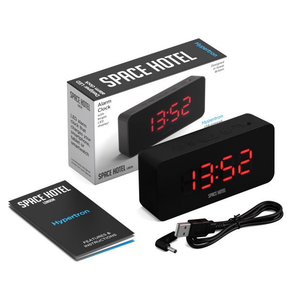 Newgate Space Hotel Hypertron Alarm Clock Black Case – Black Lens – Red