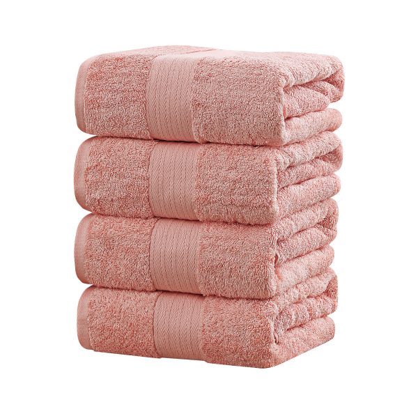 4 Piece Cotton Bath Towels Set – Coral