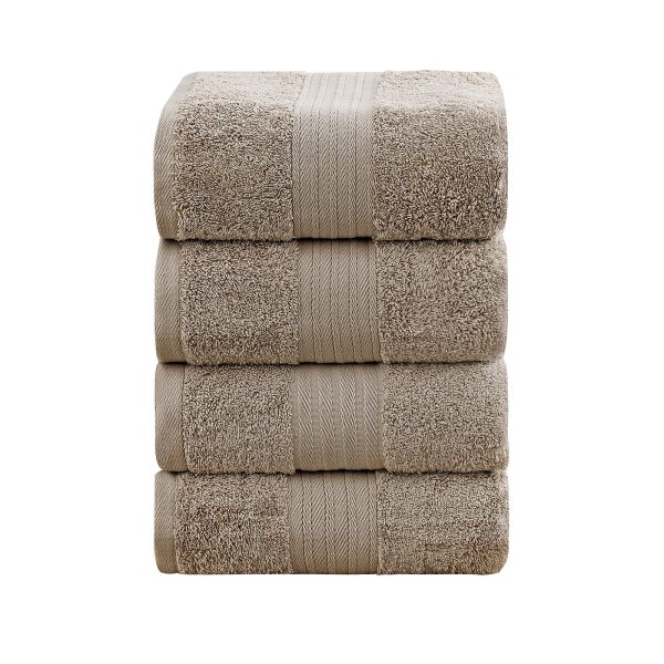 4 Piece Cotton Bath Towels Set – Sandstone