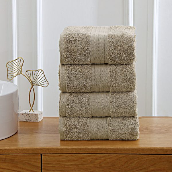 4 Piece Cotton Bath Towels Set – Sandstone