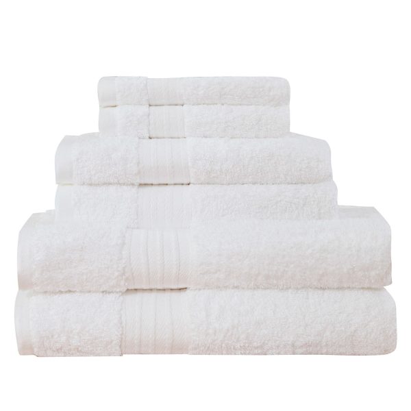 Luxury 6 Piece Soft and Absorbent Cotton Bath Towel Set – White