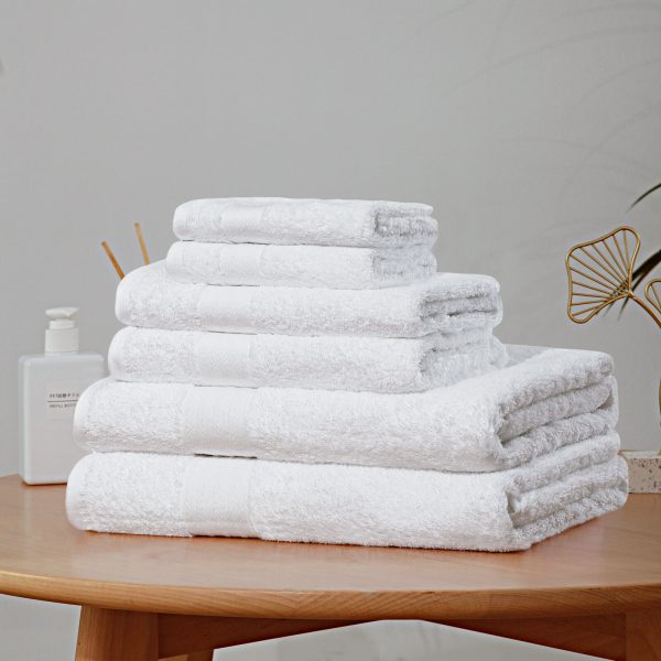 Luxury 6 Piece Soft and Absorbent Cotton Bath Towel Set – White