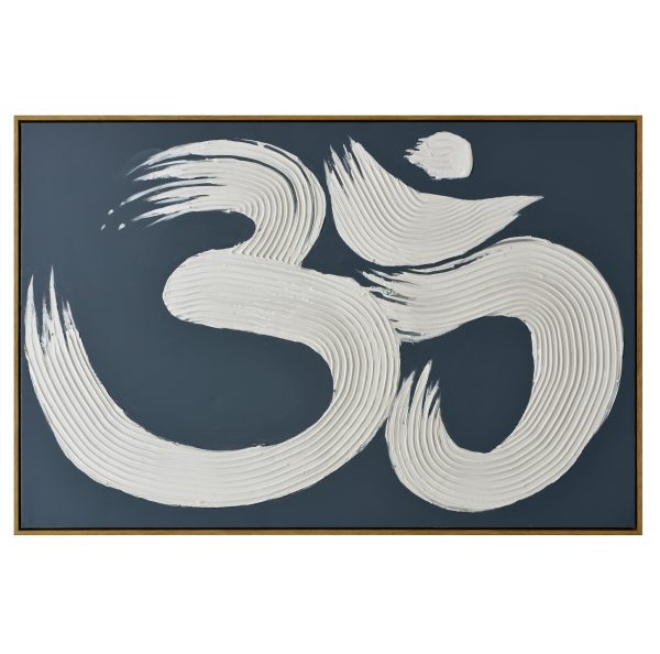 120X80cm Modern Mantra: Echoes of AUM Dark Wood Framed Hand Painted Canvas Wall Art