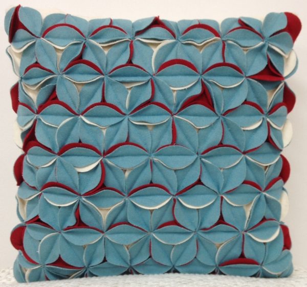 Amelie Aqua Blue & Red 3D Texture Cushion Cover