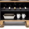 French Brass and Black Drinks Trolley Bar Cart with Bottle Rack Storage