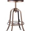 Industrial Wooden Height Adjustable Swivel Bar Stool – French Brass