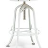 White Bar Stool Hamptons Style Height Adjustable and Swivel with Natural Wood Top