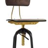 Industrial Wooden Height Adjustable Swivel Bar Stool Chair with Back – Gold Black