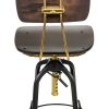 Industrial Wooden Height Adjustable Swivel Bar Stool Chair with Back – Gold Black