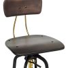 Industrial Wooden Height Adjustable Swivel Bar Stool Chair with Back – Gold Black