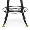 Industrial Wooden Height Adjustable Swivel Bar Stool Chair with Back – Gold Black