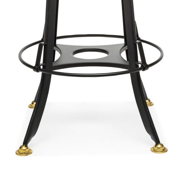 Industrial Wooden Height Adjustable Swivel Bar Stool Chair with Back – Gold Black