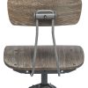 Industrial Swivel Height Adjustable Grey Oak Wood Bar Stool Chair with Back