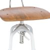 Hamptons Style White Bar Stool Chair Height Adjustable and Swivel with Natural Wood Top