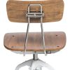 Hamptons Style White Bar Stool Chair Height Adjustable and Swivel with Natural Wood Top