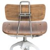 Hamptons Style White Bar Stool Chair Height Adjustable and Swivel with Natural Wood Top