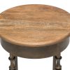 Torquay Wooden Round Side Table with Finial Legs in Dark French Brass Finish