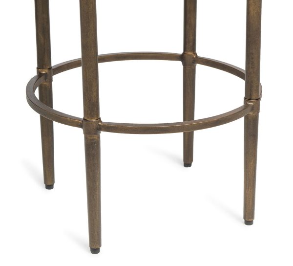 Torquay Wooden Round Side Table with Finial Legs in Dark French Brass Finish