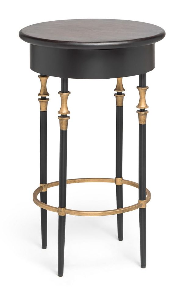 Honeygo Wooden Round Gold Black Side Table with Finial Legs