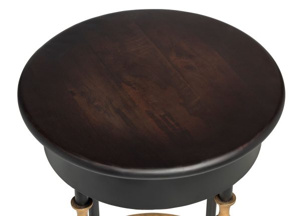 Honeygo Wooden Round Gold Black Side Table with Finial Legs