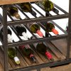 Industrial Style Wooden Bar Cart Drinks Trolley Station with Wine Bottle Rack