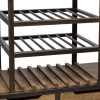 Industrial Style Wooden Bar Cart Drinks Trolley Station with Wine Bottle Rack