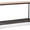 Black Iron Hallway Console Table with Distressed Wood Top