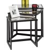 Black Iron Nested Tables with Stainless Steel Top in Set of 3