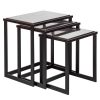 Black Iron Nested Tables with Stainless Steel Top in Set of 3