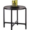 Jefferson Small Round Iron Black Side Table with Copper Finish Top