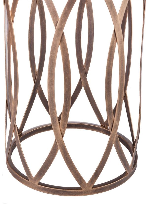 Brownsville Round Iron Side Table with Cross Legs in Brass Finish