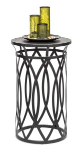 Elon Black Round Iron Side Table with Cross Legs and Top – Black